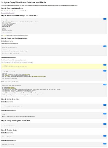 Script to copy WordPress was html